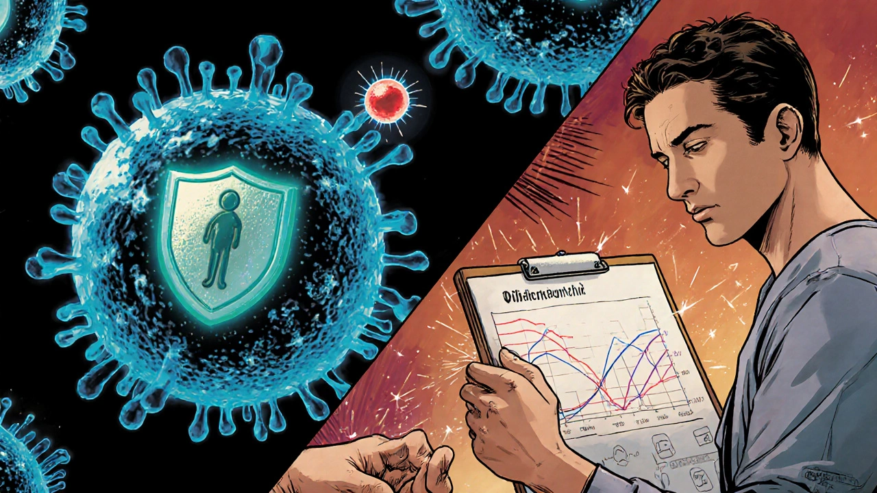 Scene showing bacterial resistance and mitochondrial side effects of linezolid.