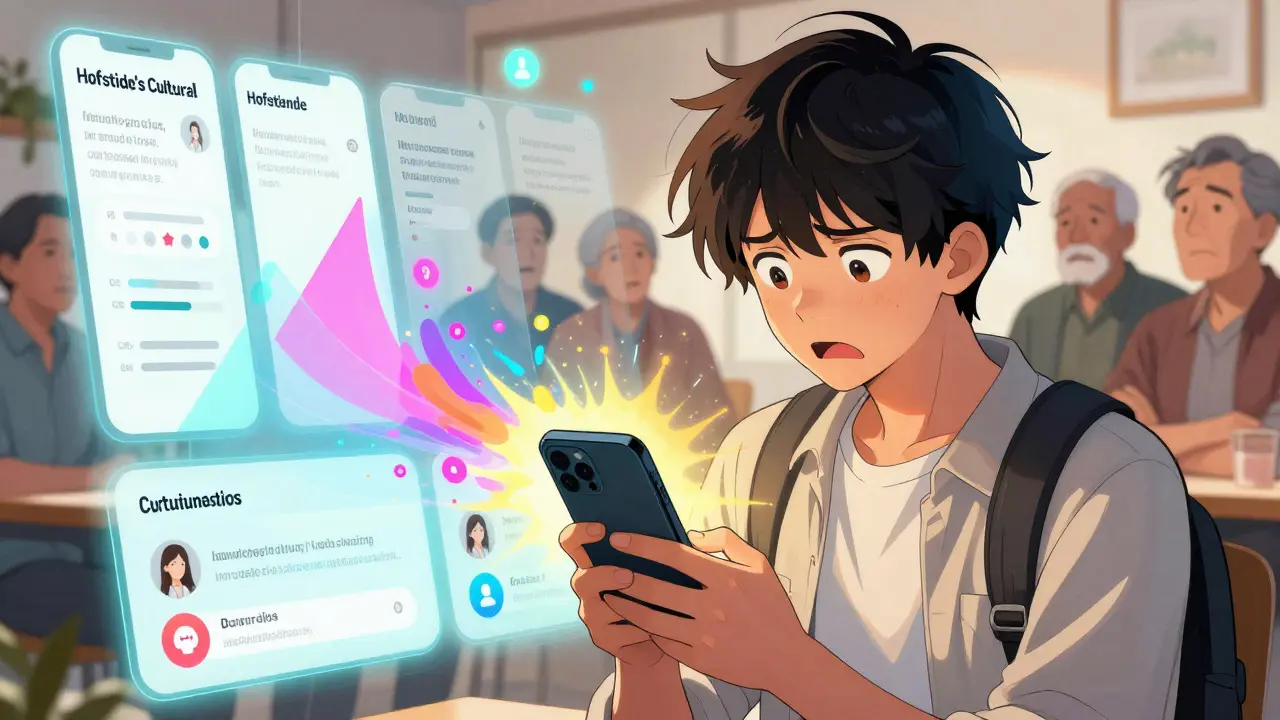 A young user watches her health app adapt in real-time with AI, while older versions fade behind her.